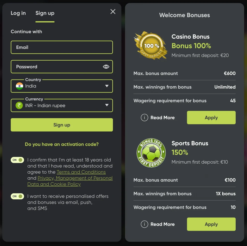Fresh Casino: registro